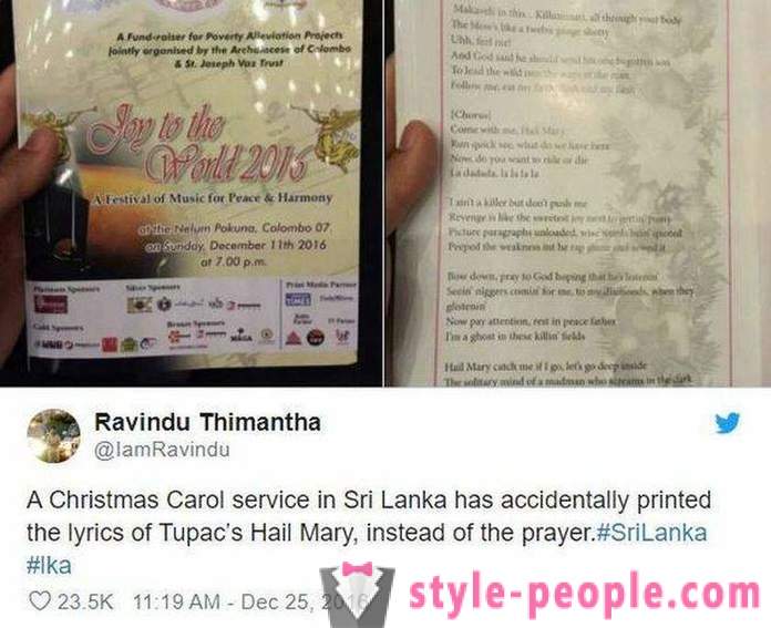 U Šri Lanki, crkveni župljani distribuiraju brošure s tekstom pjesme reper umjesto molitve